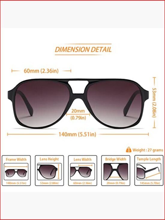 Vintage Retro Large Square Aviator Sunglasses UV400 Protection main image 7